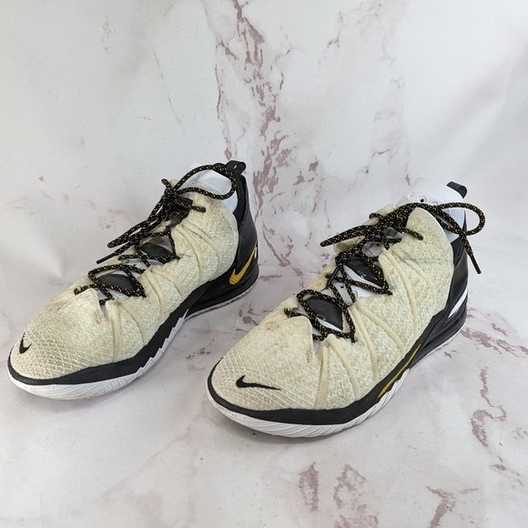 Nike LeBron 18 Lakers Home Mens 14 CQ9283-100 Amarillo Gold White Sneaker Shoe main image 4